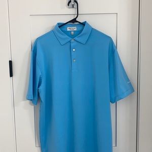 Blue and lightblue striped Peter Millar golf shirt